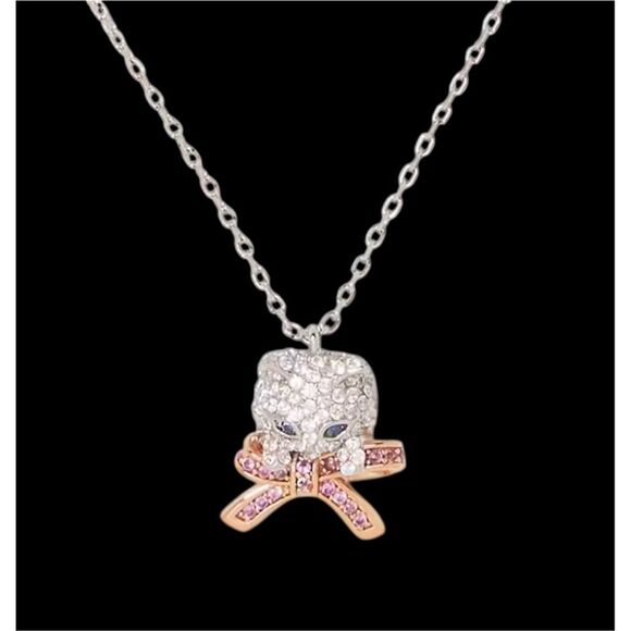 kate spade Jewelry - Kate Spade NWT necklace - Pawlima Pave cat silver/ pink necklace